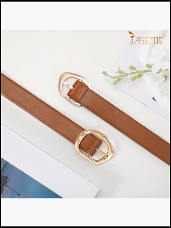 3 Pack Women\'s Faux Leather Belts with Gold Buckle for Jeans main image 4